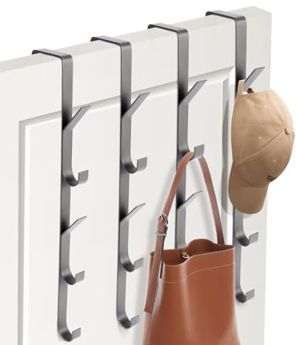Türgarderobe, 4 Stück x 5 Haken, Edelstahl Türhakenleiste zum Einhängen universell vertikaler Türhaken, Handtuchhalter über der Tür, Edelstahl für Kleidung, Handtücher, Bademäntel, platzsparend