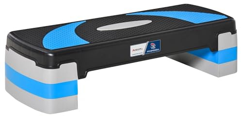 HOMCOM Stepper Fitness Aerobic - Aosom.fr x FFHandball - altezza regolabile 10/15/20 cm superficie antiderapante 80 x 31 x 20 cm nero blu