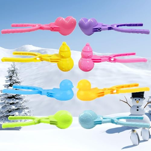 Bustlwor 8 Pièces Clip Boule de Neige, Machine à Boules de Neige de Dessin Animé, Clip Boule de Neige Maracas, Adapté Aux Combats de Boules de Neige (Couleurs Aléatoires)