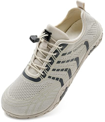 Beach Swim Shoes Water Shoes Mens Womens Quick Dry Summer Aqua Shoes Unisex Barefoot Swimming Shoes(Line B‪eige, 6.5UK)
