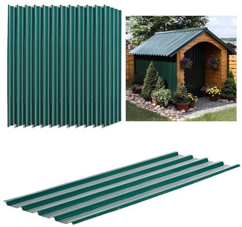 Outsunny Lot de 12 Panneaux en Acier galvanisé Résistant aux Intempéries, Vert, dim. d'un Panneau 129L x 45l cm