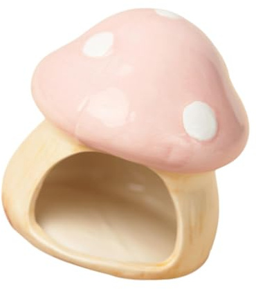 Fenteer Maison de Hamster en Céramique avec Décor de Champignons, Petit