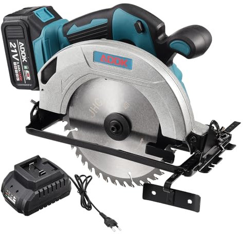 Sierra circular inalámbrica sin escobillas, sierra circular compacta de 21 V con una batería de 3.0 Ah y cargador para madera, metal suave, plástico, cortes de madera contrachapada