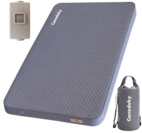 4 Ultra-Thick Self-Inflating Sleeping Pad with 3-in-1 Rechargeable Pump, Air Adjustable Foam Camping Mattress, 9.5R Heavy-Duty Double Sleeping Pad for Car, Truck, Van, Rooftop Tent – 4-Season Use