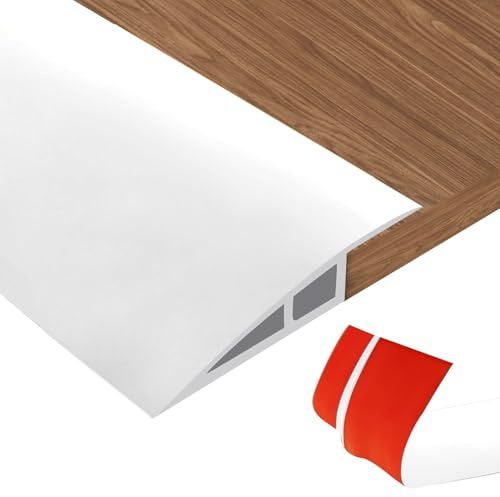Perfil de Transición para Suelo, Tapajuntas Suelo Adhesivo in PVC para Diferencia de Altura de 5-10 mm, Tapajuntas Suelo Adhesivo (Blanco, para 10-15mm(H),1m(L))