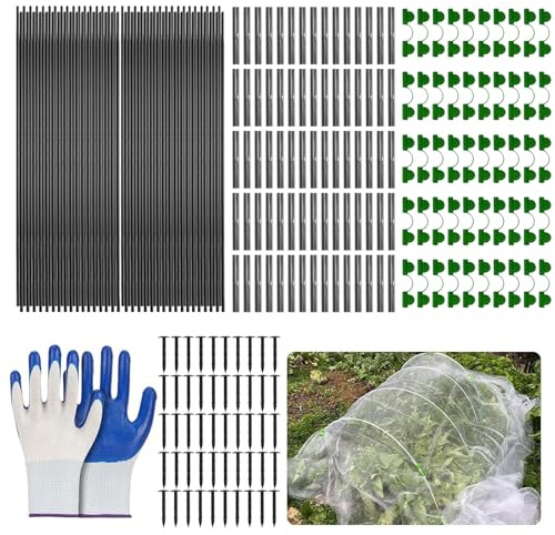 Ysislybin Arcos para Invernadero, 80 Piezas Aros de Invernadero de Fibra de Vidrio para Cubierta de Plantas Neumáticos de Invernadero Túnel para Plantas Túnel de Lámina para Bancal Alto