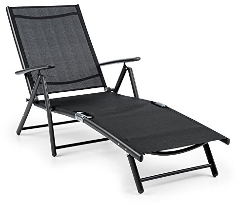 blumfeldt Modena - Gartenliege, Sonnenliege, Liegestuhl, Relaxliege, ergonomische Form, 7-stufig verstellbar, Stahl- und Aluminiumrohr-Rahmen, schnell trocknend, schwarz