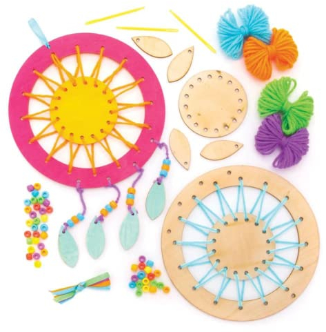 Baker Ross Kit de Atrapasueños de Madera (paquete de 4) para que los niños hagan, personalicen y exhiban para actividades de manualidades