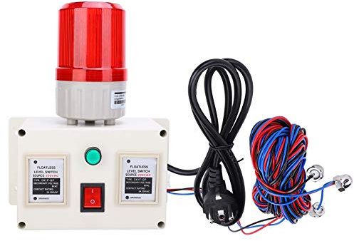 Sensor de Alarma de Niveld de Agua, 90-105db Monitoreo de Tanque Ajustable Líquido de Escasez Total, Enchufe de La Ue, AC 220V, Distancia de Detección 15 Metros