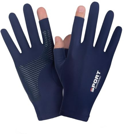 SUJAYU Guanti da pesca da uomo e da donna, protezione UV, guanti da guida, vela, kayak, canottaggio, guanti da canottaggio, guanti da protezione solare (blu, L)
