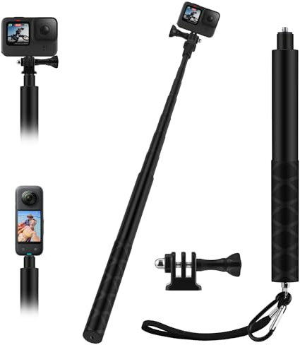 Wiseten 150CM Selfie Stick für Insta360 X5 X4, Teleskop Einbeinstativ für Action Cam Extendable Handheld Pole Selfie Stick für GoPro Hero 13 12 11 10 9 Insta 360 X4/X5 DJI Osmo Action 5 Pro Zubehör