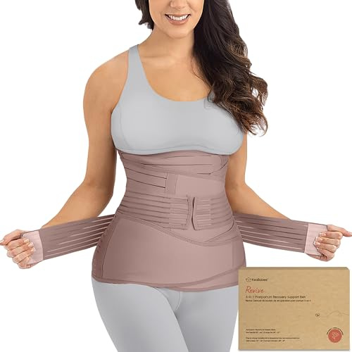 3-i-1 magstödband för postpartum magstöd magbälte postnatal moderskap mantel för kvinnor body shaper midjedräkt magbandit midjedräkt (dammig plommon, M/L)