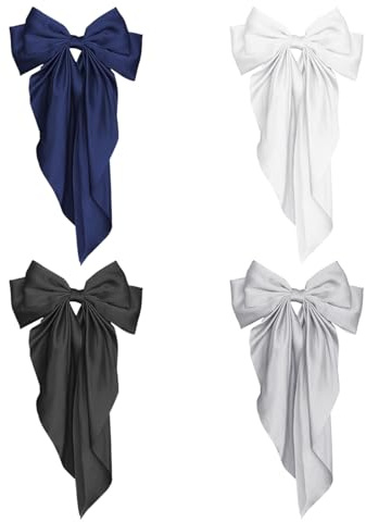 4 Pinzas Para El Pelo Con Lazo, Elees Pinzas Para El Pelo Con Cinta, Pinzas Para El Pelo Simples, Pinzas Para El Pelo Para Decoración De Peinado, Accesorios Para El Cabello De Satén