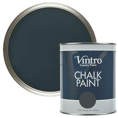 Vintro Paint - Chalk Paint for Furniture, Walls and Woodwork. Interior Use. Quick Dry. 1 Litre (Dark Grey - Lowry Grey)