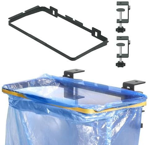 Yallmie Bin Bag Holder, Hanging Trash Bag Holder Portable Hanging Garbage Bag Holder Wall Mounted, Trash Bag Rack Outdoor Trash Can Bracket for Kitchens, Cupboards, Gardens, Outdoor Camping