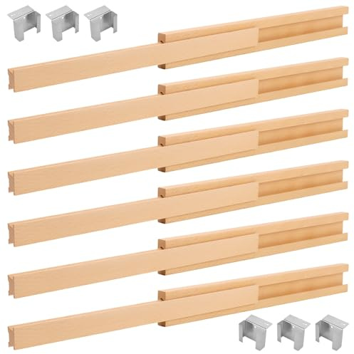 TAICHEUT 6 PCS 15.7 Inch Wooden Drawer Slides, Classic Wood Center Guide Track with Metal Glides, Dresser Slider Replacement Kit