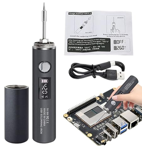 Fer à Souder Électrique 5 Niveaux d'Ajustement, Kit de Soudure Numérique, Outils de Soudage Numériques avec Lumière pour Réparation Électronique Projets Atelier Maison Assemblage Circuit