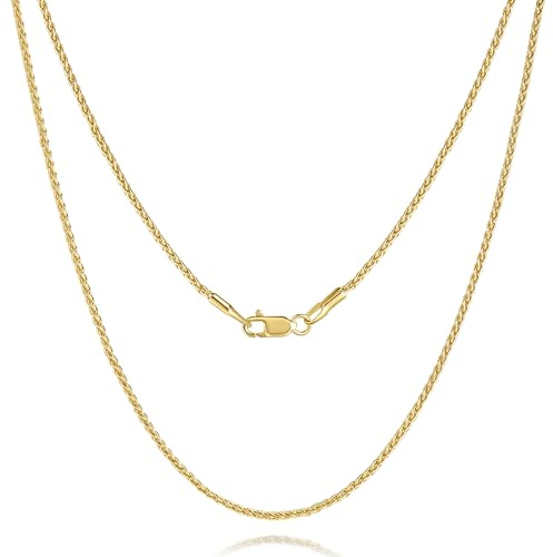 PESFIOLO 14K Gold Chains for Women 14K Gold Necklaces for Womens Mens Chain Necklaces for Women Trendy Classic Franco Chain Design Womens Necklace Golden Chain for Mens Necklace 16-30in 1.3/1.5mm (1.3mm, 16in)