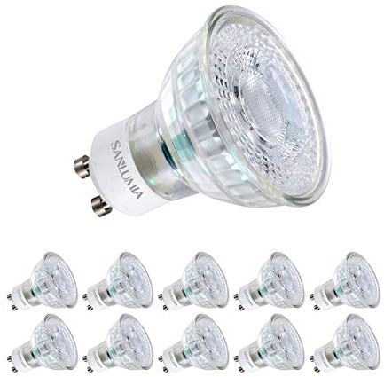 Sanlumia | LED Lampe | GU10 10er Set | LED Birne 5 Watt | Glühbirne 435 Lumen | Leuchtmittel ersetzt Halogen 50W | Warmweiß 3000K | Abstrahlwinkel 100° | Nicht Dimmbar | LED-Licht Reflektor