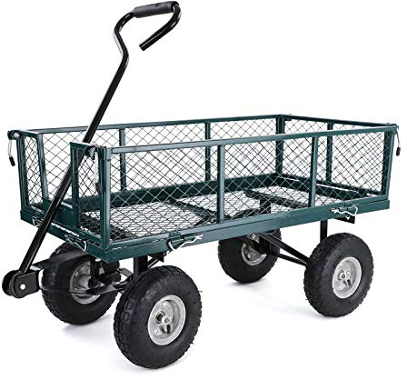 RAMROXX Transport Gitterwagen Handwagen Bollerwagen Seitenteile klappbar bis 300kg Grün