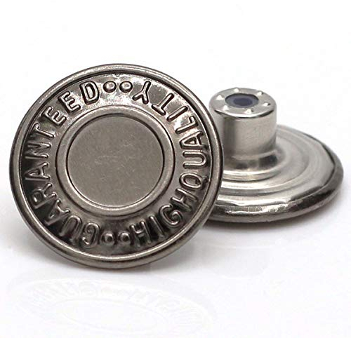 GHQ knöpfe für Jeans, Jeans, Jacken, 20 mm, ohne Nähen, 12 Sets, Gun black