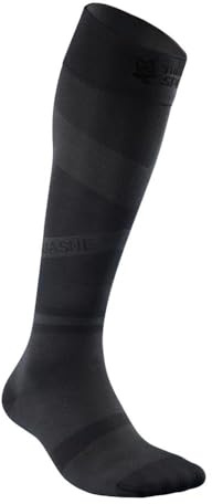 Thuasne - Chaussettes Longues de Récupération UP RECOVERY - Compression Dégressive de la Cheville vers le Mollet - Fabriquées en France - Noir, 43-46, S, Long