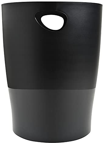 Exacompta 453014D ECOBIN 8er Pack Papierkorb EcoBlack 15 Liter mit Griffen. Eleganter und robuster Papierkorb und Mülleimer im modernen Design schwarz Blauer Engel