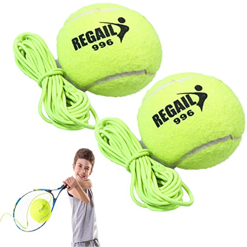 Tennisball mit elastischem Band, 2 Stück Tennisball, ideal für Tennisübungen im Fitnessstudio und im Freien, mit einem Sprungball, langlebig und leicht