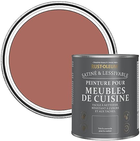 Rust-Oleum Red Scrubbable Kitchen Cupboard Paint in Satin Finish - Salmon 750ml
