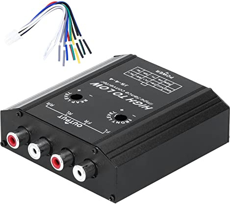 Convertitore di Impedenza Audio da 12 V a 4 Canali da Alto a Basso Filtro Frequenza Altoparlante Radio Stereo per Auto Linea RCA