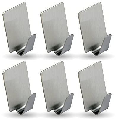 Bestlivings Selbstklebende Wandhaken (6er Set) Silber Edelstahl für Badezimmer, Schlafzimmer, Wand, Rostfrei Aufhänger Bilderhaken ohne Bohren
