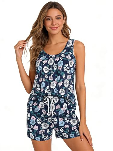 CHUNG Women's Short Pajama Set Cotton Tank Tee Top Pjs Shorts Cute Animals Print Summer Plus Size
