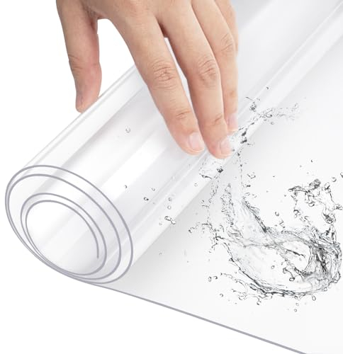 WOLTU Mantel Transparente de PVC 1 mm, Lámina Brillante Protectora para Mesa, Impermeable y Lavable, Resistente al Calor y Antimanchas, Rectangular 70x110 cm