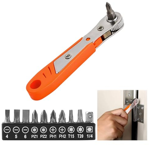 Cliquet Tournevis Magnétiqu, Clé à cliquet Magnétique, Cliquet Tournevis, Mini Clé à Cliquet 1/4, avec 10 Embouts de Tournevis Différents, Tournevis Décalé Réversible à Cliquet, pour les Gadgets
