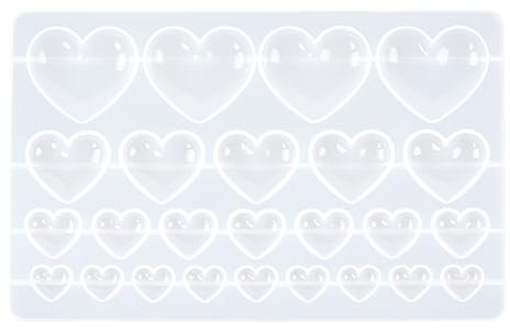 Hugfads - Moldes de resina 3D con forma de corazón y molde de silicona con 25 cavidades para manualidades, joyas y regalos decorativos en forma de corazón de amor