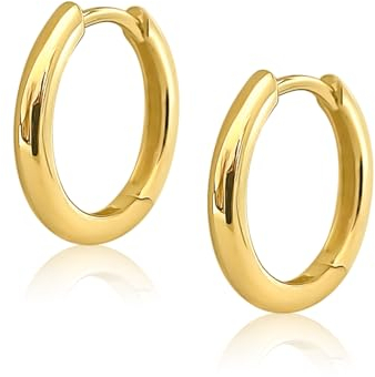 Mary & Jules Creolen Gold aus 925 Sterling Silber, vergoldet, aus recyceltem Silber - schlichte Damen Ohrringe Gold Creolen, Ohrstecker für Frauen und Mädchen, hautverträglich