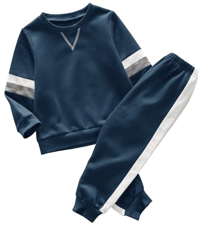 Jungen Trainingsanzug Sweatshirts und Hose, Dunkelblau, 9-10Jahre