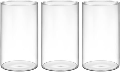 HIGLASTO 3 Stück Glasvase, 15cm Hohe Vase Groß, Glasvase Zylinder Dekoglas für Kerzen, Blumen, Kieselsteine, Muscheln, Perlen, Tischdeko, Hochzeit