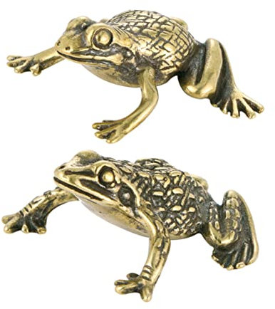 Cabilock Goldene Messer Kröten Statue Retro Dekoration Kleine Messer Frösche Figurine Antike Statue Für Innen Schreibtischdekoration