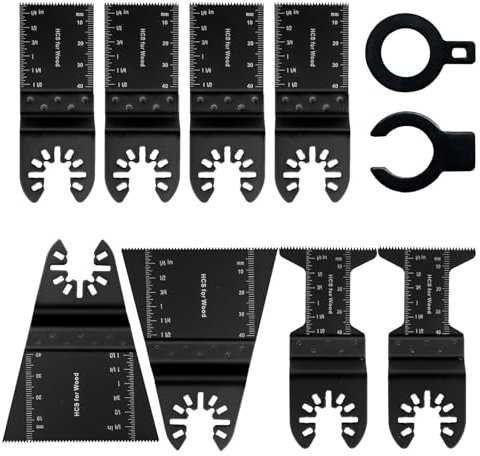 8 Stück Multitool Sägeblätter, Fein Multimaster Oszillierwerkzeug Zubehör Oszillierender Säge Adapter Tauchsägeblatt Kit mit C Clip Multifunktionswerkzeug für Metall Holz