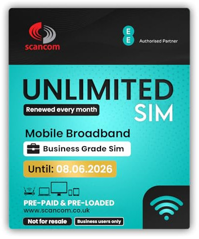 EE 5G Unlimited Data Sim Card - Preloaded each month until 8th JUNE 2026 - No Contract & One-off payment - Business-Grade Data Optimised for Wifi Routers, Tablets & Phones. (Expiry June 2026)