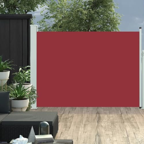Tidyard Auvent latéral rétractable de Patio 120x500 cm Rouge Protection de l'intimité et Vent, Paravent Store latéral, Abri Solaire Extensible Brise Vue pour Extérieur, Balcon, Terrasse