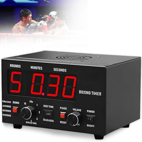 Temporizador de Gimnasio Sports Timeter, Temporizador de Intervalos de Boxeo Clásico, Tiempo de descanso de Entrenamiento Opcional Y Número de Repeticiones de Bucle,Red
