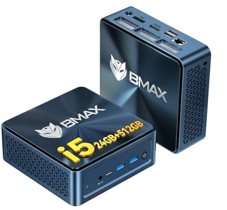 BMAX Mini PC B9Plus, Intel Core i5-1235U (supera AMD 5825U/7530U, fino a 4,4 GHz), 24 GB LPDDR5, 512 GB PCIe 4.0 SSD | Wi-Fi 6, BT | Triplo display 4K@60Hz, HDMI 2.1, USB-C, DP 1.4a | Auto Power on
