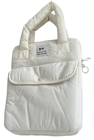Klaisy Bolsa para laptop de 11 pulgadas, 13, 14, 15, 15.6 pulgadas, con acolchado que absorbe los golpes, compartimento espacioso y asa de transporte superior, asa antivibración, 11 pulgadas, White