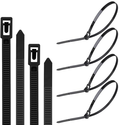 Yatrosynth Lot De 100 Serre-Câbles Autobloquants Réutilisables, Résistants aux UV et à la Chaleur, Serre Câbles en Nylon Solides, 300 mm x 4.8mm - Noir