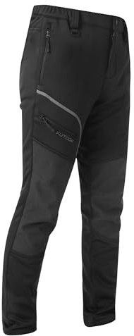KUTOOK Pantalones de Invierno Trabajo Hombre Nieve Outdoor Pantalon de Senderismo Terrking Hombres con Forro Polar y 5 Bolsillos termicas Negro XL