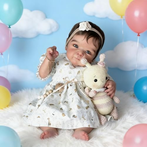 RXDOLL Realistiska reborn-babydockor – 45 cm verklighetstrogen nyfödd babydocka med viktad mjuk tyg, kropp verkliga livet babydockor med rotat hår födelsedagspresent för barn 3+ och samlare