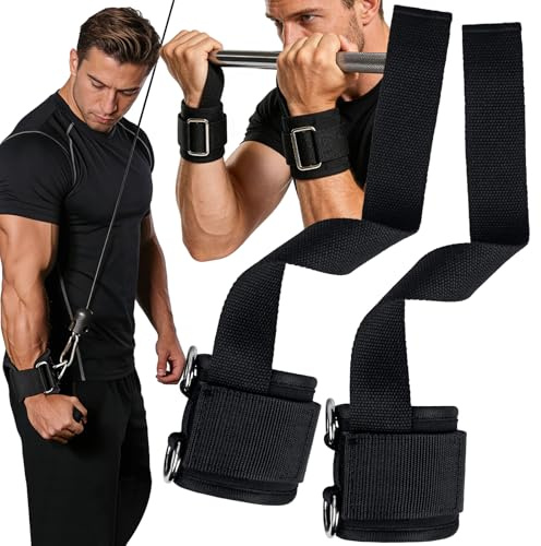 Bandages de poignet de gymnastique, sangles d'haltérophilie avec anneaux en D, sangles de préhension pour le sport de force, sangles de levage de terre pour l'entraînement sur les machines de traction