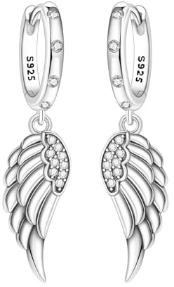 PANPOKI Plantes & Animaux Boucles d'oreilles pendantes en argent sterling 925 avec zircone – Lotus, iris, panda, chat, libellule, ailes | Bijoux légers et hypoallergéniques | Boucles d'oreilles en argent 925 et oxyde de zirconium, hypoallergéniques et légères. Motifs floraux et animaux : lotus, iris